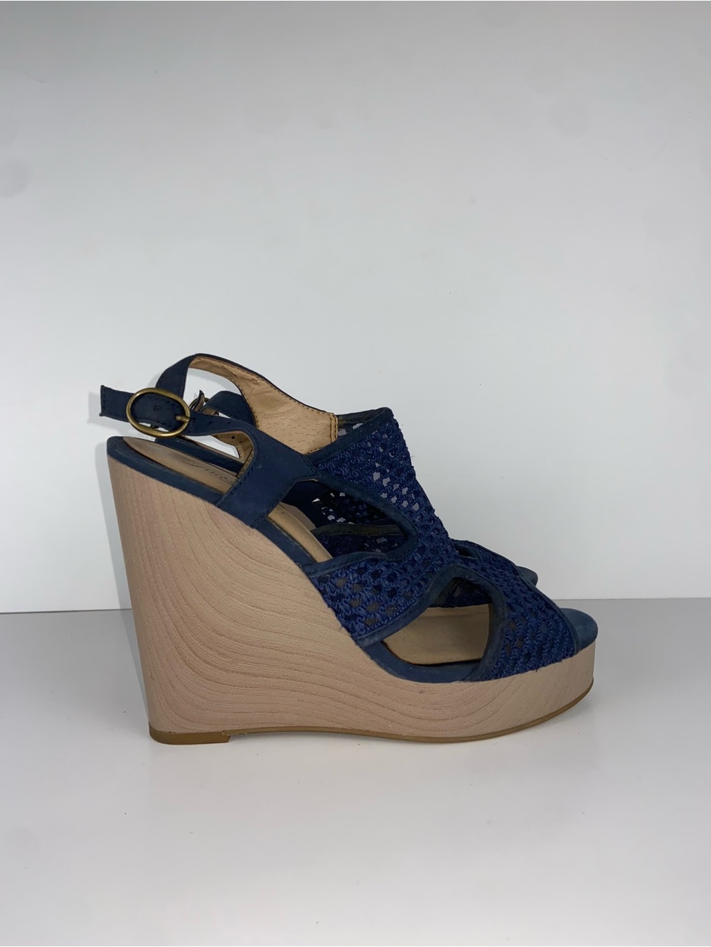 Navy Woven Slingback Wedge Sandals Lucky Brand Size 8